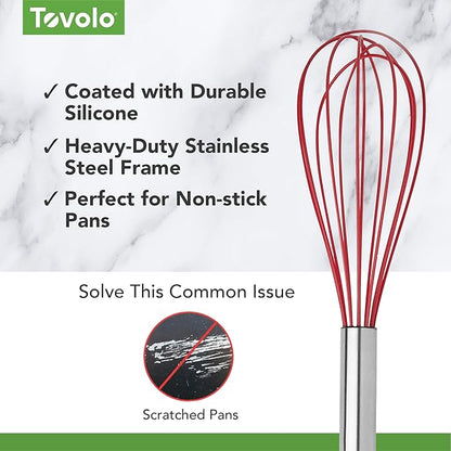 Tovolo Whisk 9 Inch Heavy Duty Silicone Wire Stainless Steel Whisker - Image 3