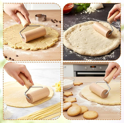2 Pack Small Rolling Pin Wooden Dough Roller Pizza French Mini Baking roller Set - Image 7