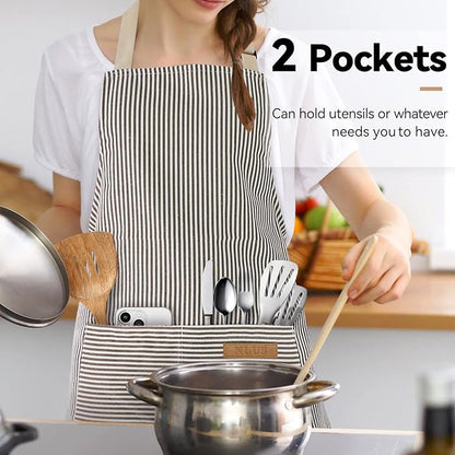 NLUS 2 Pack Kitchen Cooking Aprons, Adjustable Bib Soft Chef Apron - Image 4