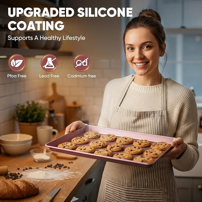 Sakerplus Nonstick Baking Sheet Pan Set of 3, Heavy Duty Cookie Sheets - Image 6