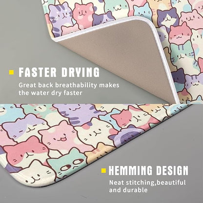 Colorful Cats Dish Drying Mat 16x18 inch Cute Animal Microfiber Reversible Fast - Image 3