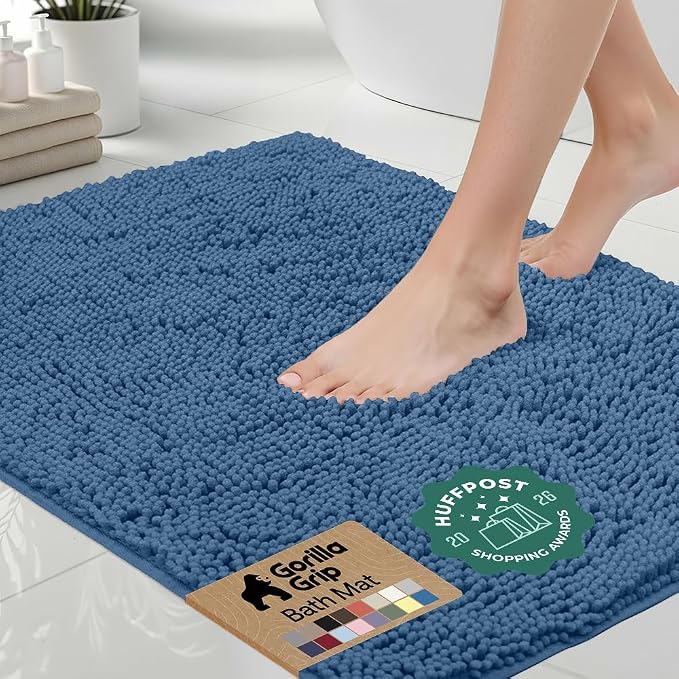 GORILLA GRIP Bath Rug Mat 48x17, Thick Soft Absorbent Chenille, Quick Dry by Unknown