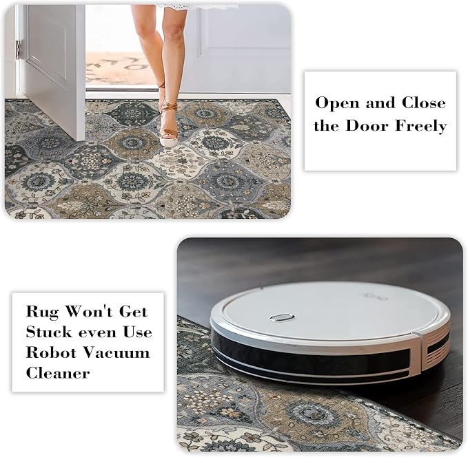 Lahome Moroccan Washable Round Rug 5ft, Soft Vintage Circle Rug - Image 5