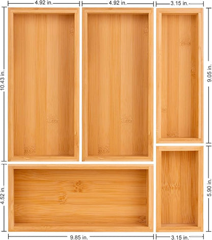 bamboo drawer organizer Set, expandable drawer dividers, wooden storage - Image 7