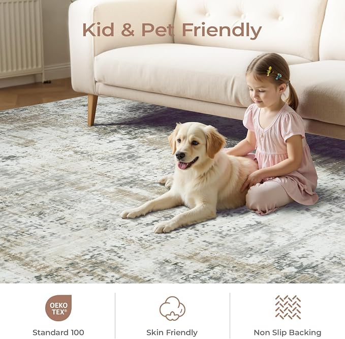 3x5 Area Rug Non-Slip, Machine Washable Soft Low Pile Small Rugs - Image 4
