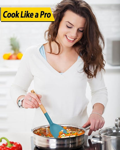 Pack of 4 Silicone Cooking Utensils Set, Non Stick Solid Spatulas and Heat - Image 4