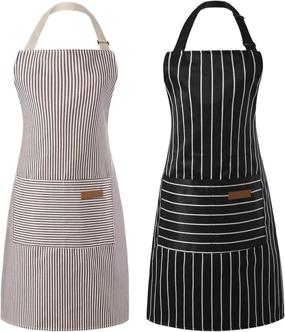 Tosewever 2 Pieces Kitchen Cooking Aprons, Cotton Polyester Blend Adjustable by Tosewever