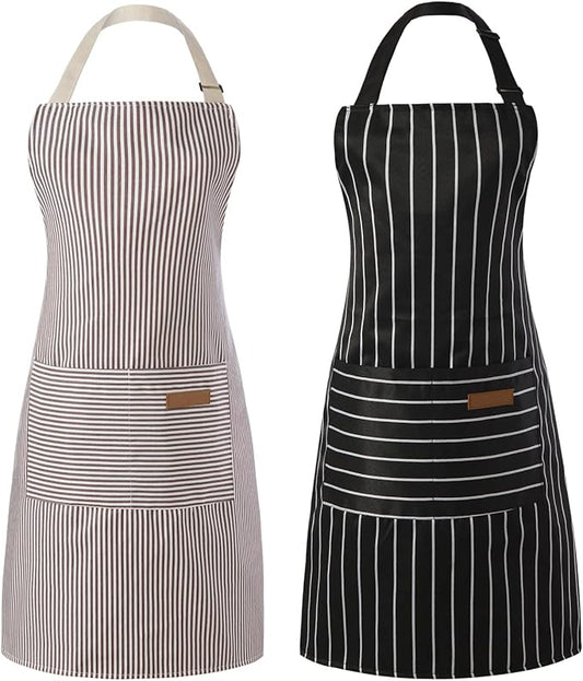 Tosewever 2 Pieces Kitchen Cooking Aprons, Cotton Polyester Blend Adjustable by Tosewever