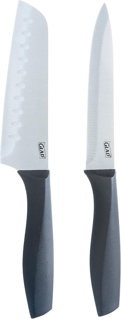 Glad Knife Set with Cutting Board, 5 Pieces | Sharp Santoku and Utility Knives - Image 3