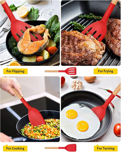 Pack of 2 Silicone Cooking Spatula, Heat Resistant Solid Turner, Non Stick - Image 4