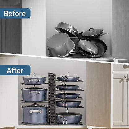 ORDORA Pots and Pans Organizer under Cabinet 14.55 Height, Adjustable 8-Tier - Image 7