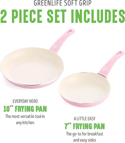 GreenLife Non Stick Fry Pan Set, Non-Toxic PFAS-Free Ceramic Skillets, - Image 3
