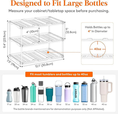 Lifewit Stackable Bottle Storage Organizer, Large Slot Water Bottle Tumbler Cup - Image 2