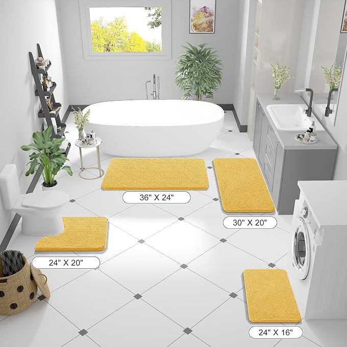 OLANLY Bathroom Runner Rugs 59x24, Extra Soft Absorbent Chenille Bath Rugs - Image 2