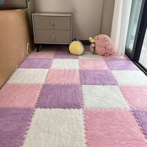 12pcs Carpet Squares Puzzle Floor Mat, Plush Interlocking Carpet Tiles by Unknown
