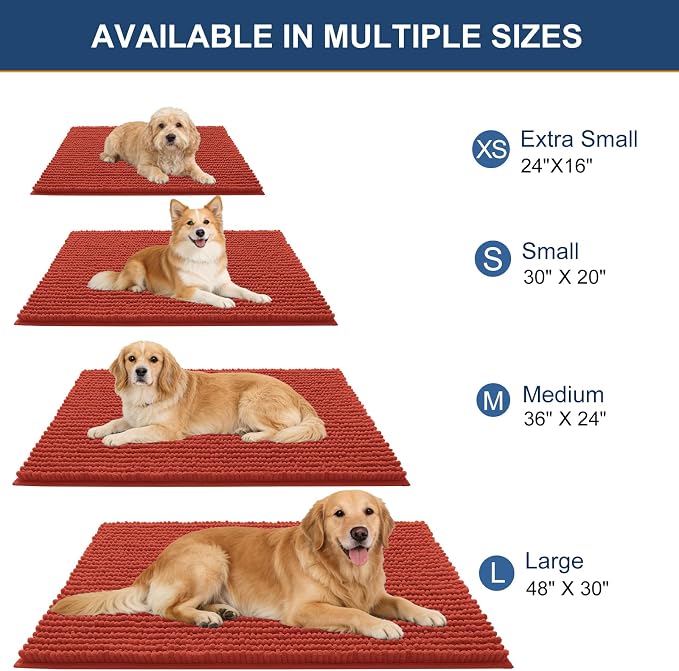 OLANLY Dog Door Mat for Muddy Paws 36x24, Ultra Absorbent Chenille Mud Doormat - Image 2
