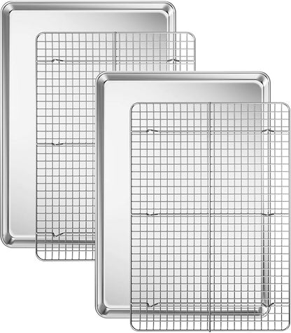 Baking Sheet with Cooling Rack Set, Deedro Stainless Steel Cookie Half Sheets by Deedro