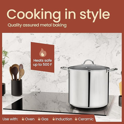 Stainless Steel Stockpot with Tempered Glass Lid 24 Quart, Durable 18/0 - Image 3