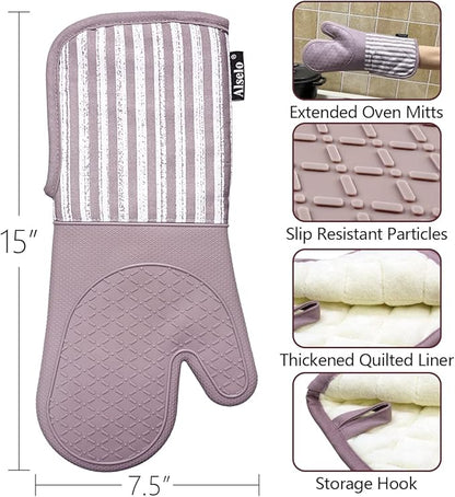 Alselo Silicone Oven Mitts Heat Resistant 932℉ - Image 3