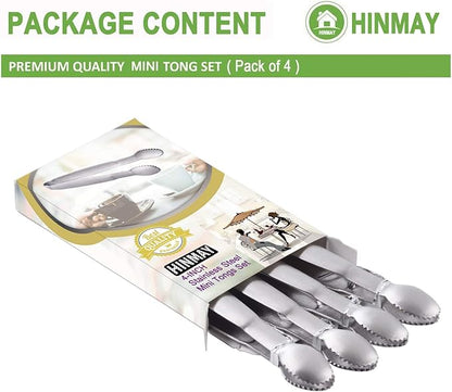 HINMAY Sugar Tongs 4-Inch Mini Serving Tongs Stainless Steel Appetizer Tongs - Image 2