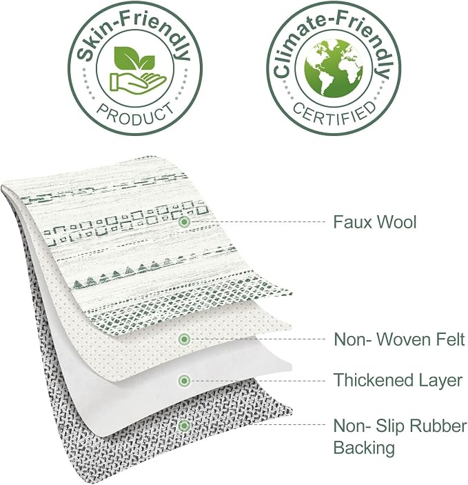 Nakagishi Green Rug Living Room Rugs: 7x9 Washable Boho Large Neutral Soft - Image 8