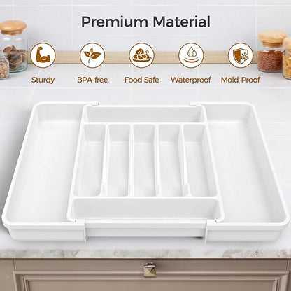 ukeetap Extra Large Expandable Silverware Organizer, BPA-Free Food-Safe Cutlery - Image 4