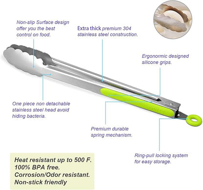 304 Stainless Steel Kitchen Cooking Tongs - Image 5