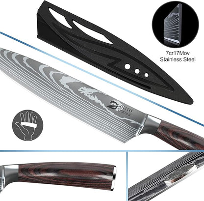 Dfito Chef Knife Sets with Roll Bag, 9 Pieces Professional Knife Set, High - Image 4