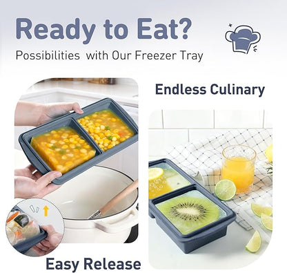 Silicone Freezer Tray with Lid Soup Freezer Container Molds with Steel - Image 5