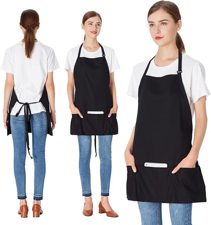 Jubatus 2 Pack 3 Pockets 100% Cotton Adjustable Bib Apron Chef Kitchen Cooking - Image 3