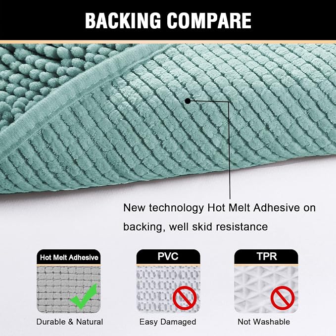 H.VERSAILTEX Microfiber Bath Rugs Chenille Floor Mat Ultra Soft Washable - Image 6