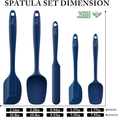 HOTEC 600℉ Heat Resistant BPA-Free Silicone Rubber Spatula Set, Kitchen Cooking - Image 2