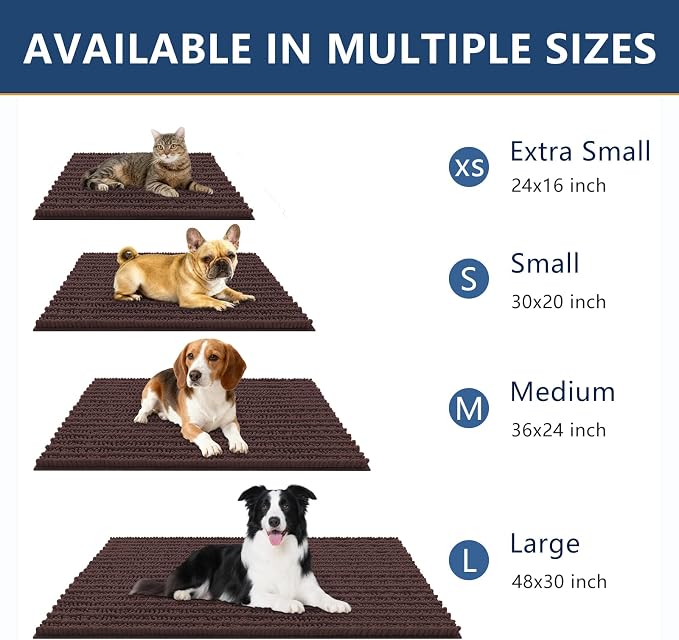 Smiry Dog Door Mat for Muddy Paws 59x35, Absorbent Dirt Trapper, Non-Slip - Image 3