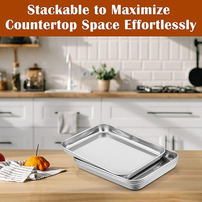 E-far Small Baking Sheet with Wire Rack, Stainless Steel Cookie Sheets Trays & - Image 8