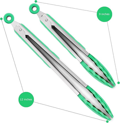 2 Pack Silicone Kitchen Tongs – 9" & 12" Set, Heat Resistant up to 500°F - Image 4