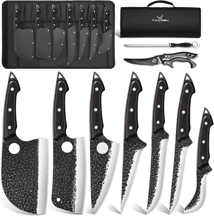 TAN REN 7PCS BBQ Knife Set, Professional Butcher Knives by TANRENSincerelyBuildKnives