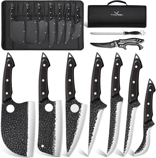 TAN REN 7PCS BBQ Knife Set, Professional Butcher Knives by TANRENSincerelyBuildKnives