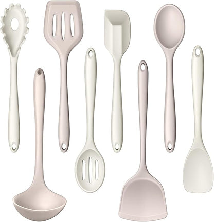LIANYU 8Pcs Kitchen Utensils Set, Silicone Cooking Utensils Spatula Set by LIANYU