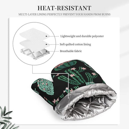 Trendy Cactus Oven Mitts and Pot Holders Sets of 4, Heat Resistant Silicone - Image 3