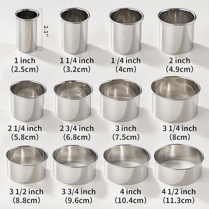 12 Pcs 304 Stainless Steel Biscuit Cutter Set, Round Cookie Cutters - Image 2