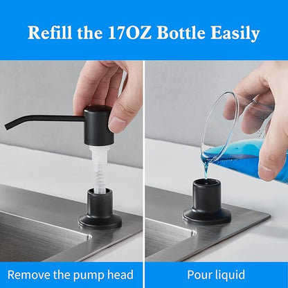 Built in Soap Dispenser for Kitchen Sink, Matte Black Stainless Steel - Image 3