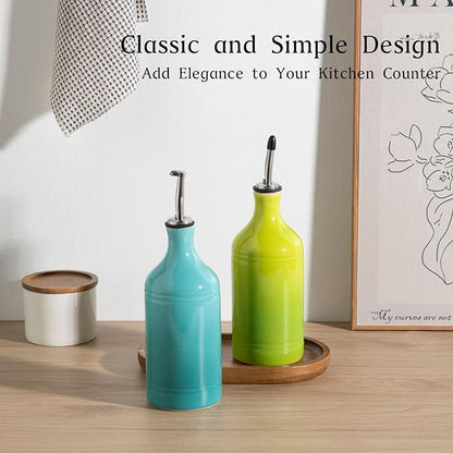 Sweejar Ceramic Olive Oil Dispenser Bottle Set, Opaque Oil Cruet Protects to - Image 2