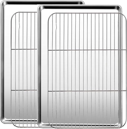 Baking Sheet with Racks Set, Stainless Steel Baking Sheets with Cooling Racks by GIUOIDUO