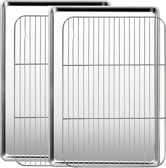Baking Sheet with Racks Set, Stainless Steel Baking Sheets with Cooling Racks by GIUOIDUO