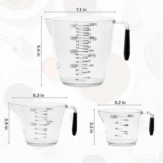 Dalup Measuring Cup Set – Clear Plastic Liquid Measuring Cups - Image 3