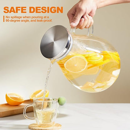 1 Gallon Glass Pitcher with Lid and Handle, Hot & Cold Water Jug, Extra-Wide - Image 7