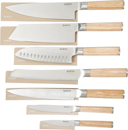 Babish 14-Piece Full Tang Forged Light Pakka Wood Kitchen Knife Set – by Babish