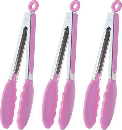 HINMAY Serving Tongs with Silicone Tips 9 Inches Stainless Steel Food Tongs by HINMAY