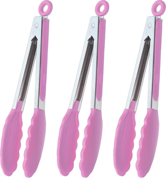 HINMAY Serving Tongs with Silicone Tips 9 Inches Stainless Steel Food Tongs by HINMAY