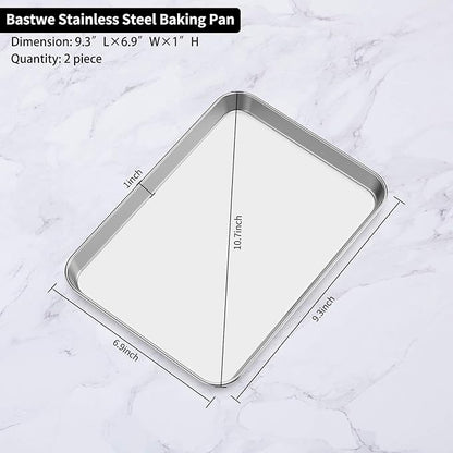 Baking Sheets 2 Pieces, Bastwe Stainless Steel Baking Pan Tray Cookie Sheet - Image 5